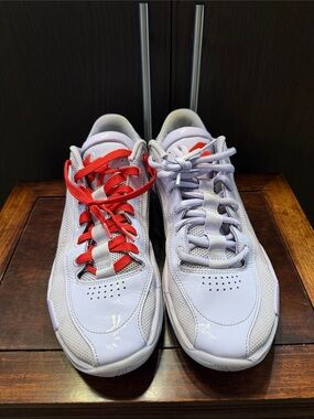 Jordan Men’s Light Purple Sneakers with Red and Light Purple Laces
